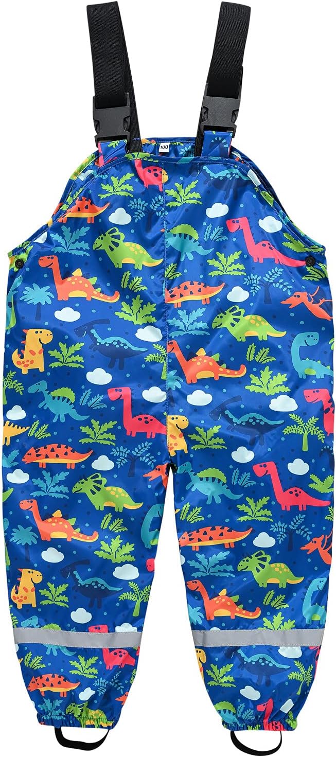 Unisex Baby and Kids' Rain Pants,Toddler Waterproof Rain Wear Suspender Trouser Lightweight Outdoor Rain Bib