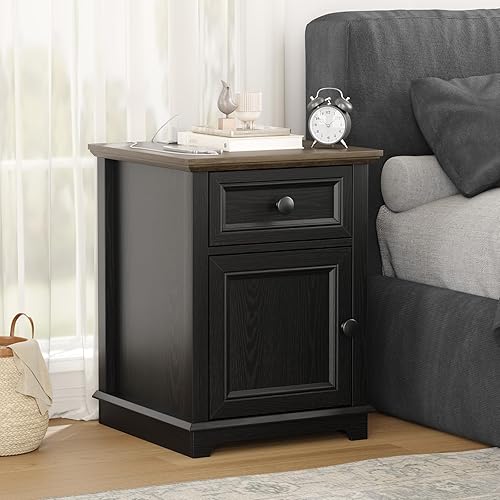 Vista 7 de Mesas auxiliares con juegos de carga rápida, mesas auxiliares con cajones, mesas auxiliares de almacenamiento, sala de estar, estante ajustable