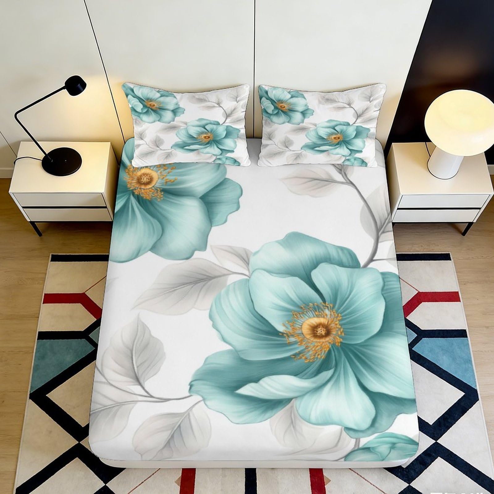 3D Printed Mandala Fitted Sheet Microfiber Non-Slip Deep Pocket Mandala Mattress Fitted Cover Washable Bedroom Bedding 160x200x25cm
