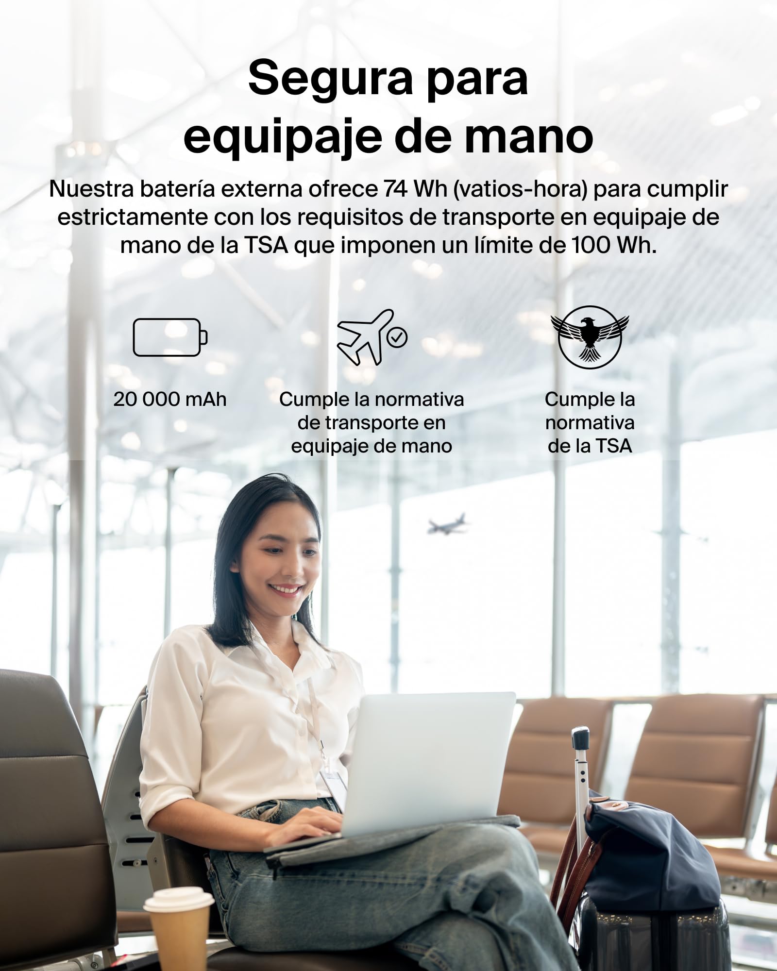 Belkin BoostCharge batería externa carga rápida 20000mAh con 3 puertos, PD a 20W, cargador portátil para Phone 16, 15, 14, 13, AirPods, Galaxy, Pixel y otros, portátil para viajar, cable USB-C a USB-C