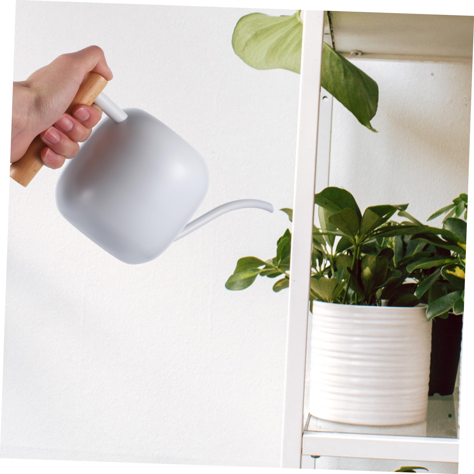 Regadera De Inoxidable Mango De Madera De Boca para Riego De De Interior y Jardín Capacidad De Diseño Ergonómico para Cómodo