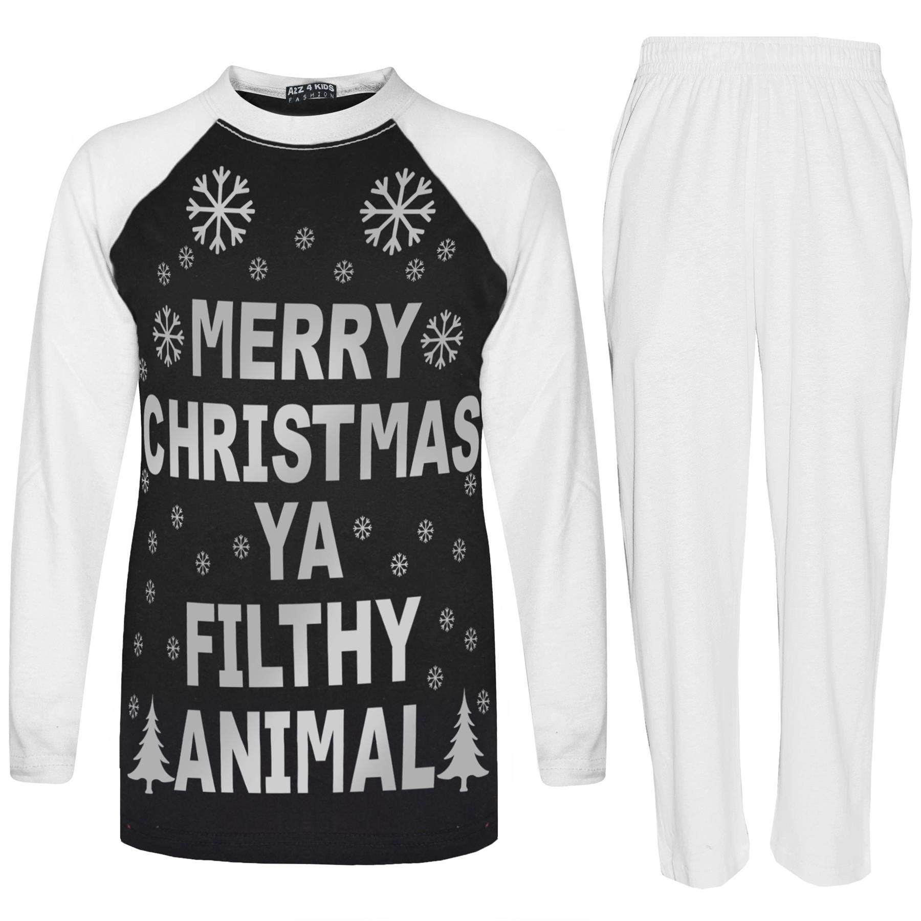 A2Z 4 Kids Girls Boys PJ's YA Filthy Printed Christmas Pyjamas - PJS Ya Filthy Black & White 13