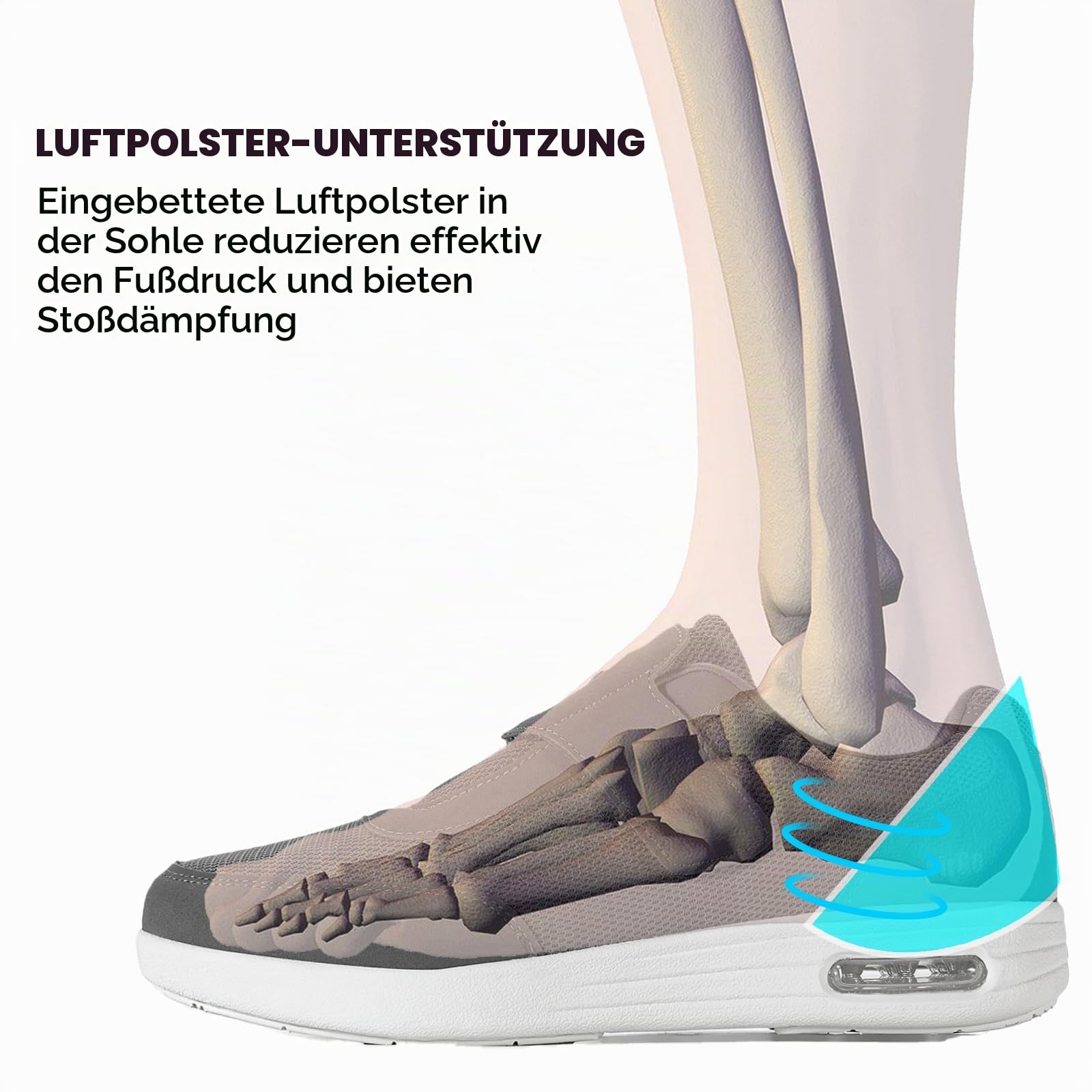 Diabetiker Schuhe Herren Damen, Orthopädische Schuhe Extra Weit Grau Größe 43