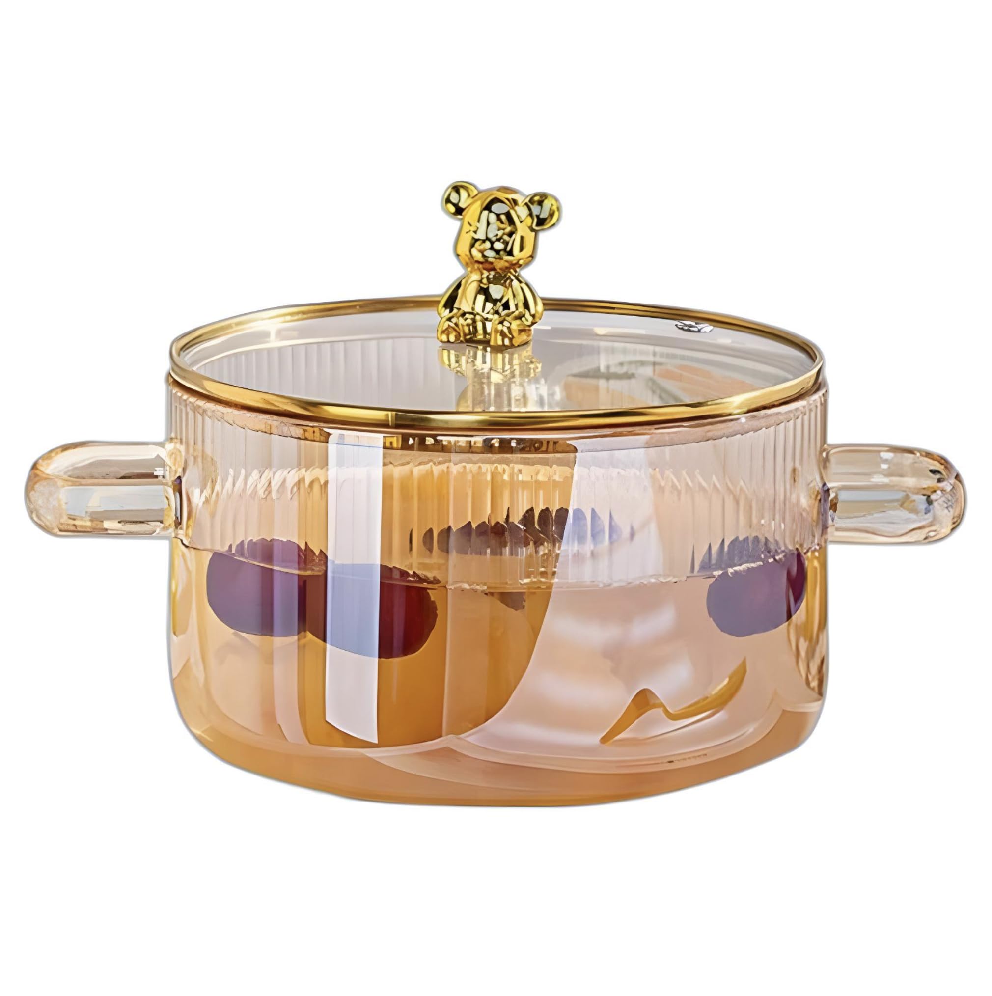OCEANO Pentola Vetro Borosilicato 1.8L Pentolino Cottura Resistente al Calore Piano Gas Casseruola con Coperchio Pasta Noodles Zuppa Brodo Latte Pappe (Casseruola)