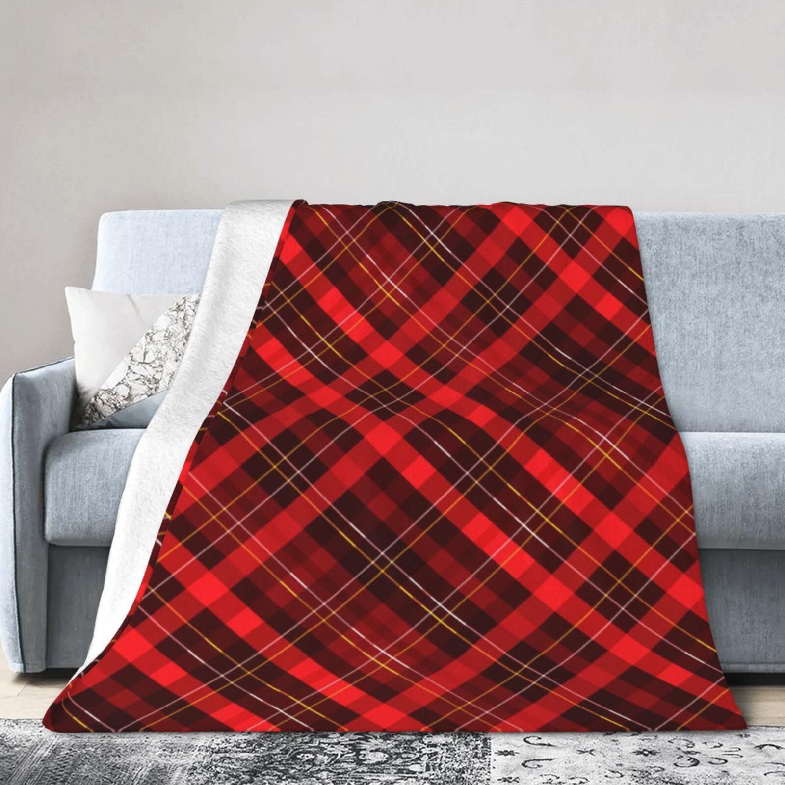 ERTDFXCV Christmas Plaid Blanket 50"x40"