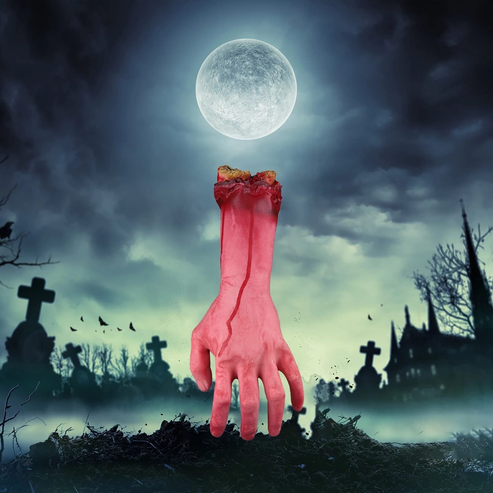 Mano Sangrienta Cortada De Goma – 2 Piezas Ultrarrealistas De 30 Cm, Accesorio Para Halloween, Casa Encantada, Bromas Y Decoraciones