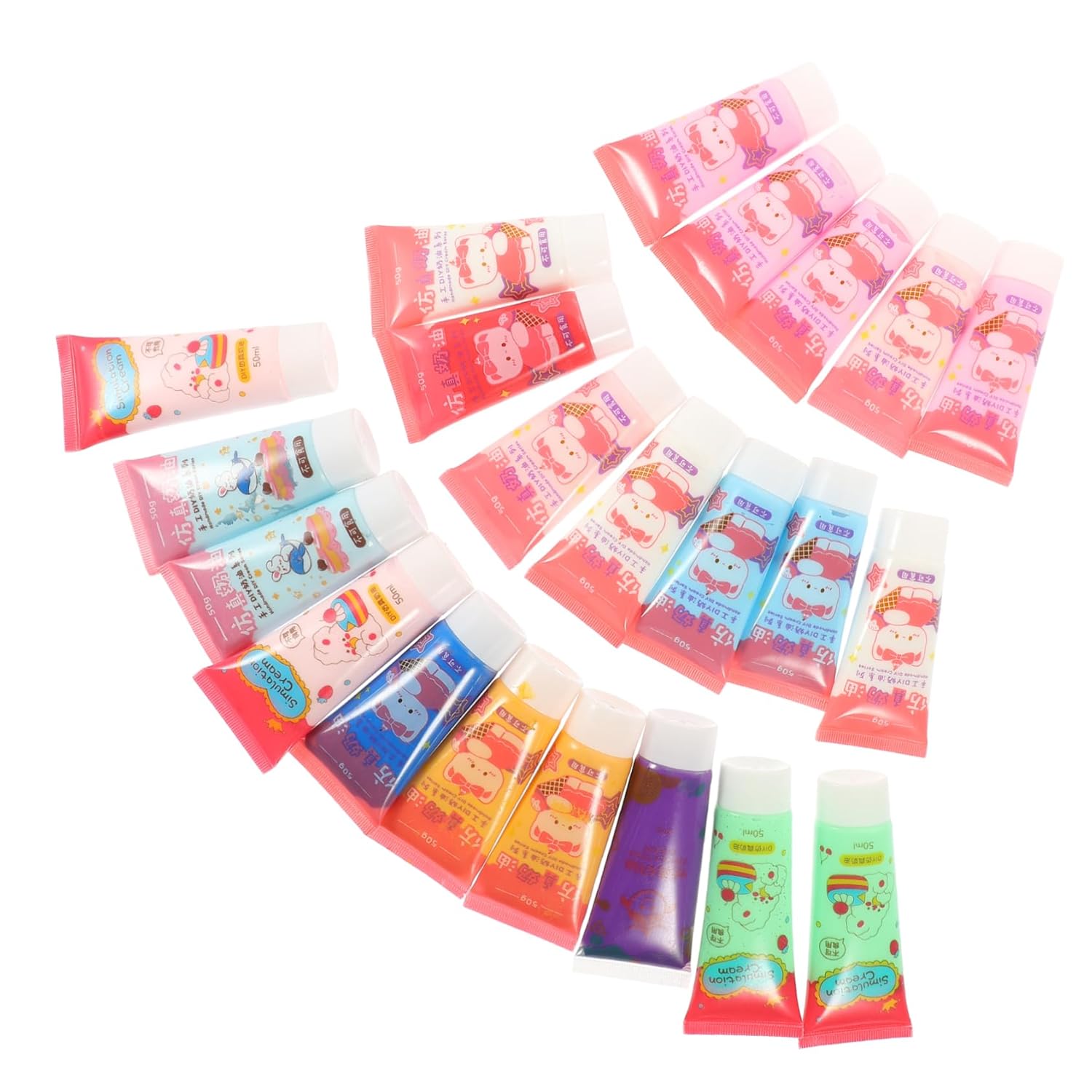 22pcs Kawaii Pattern DIY Glue Cream Glue Set for Phone Case Safe Material Bottles Easy Storage