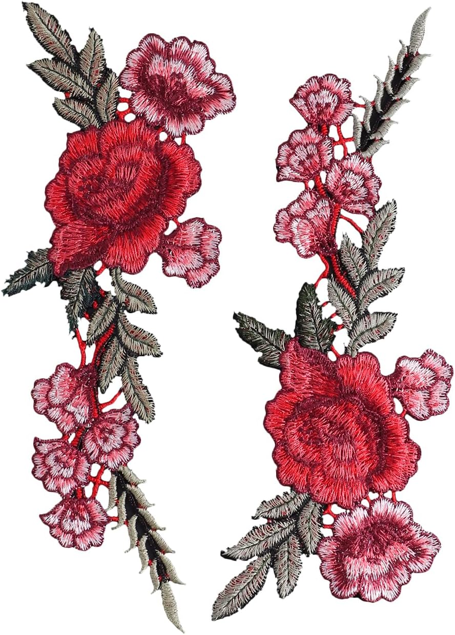 Iron on Patches for Clothes, 2 Pieces 1 Pairs Embroidered