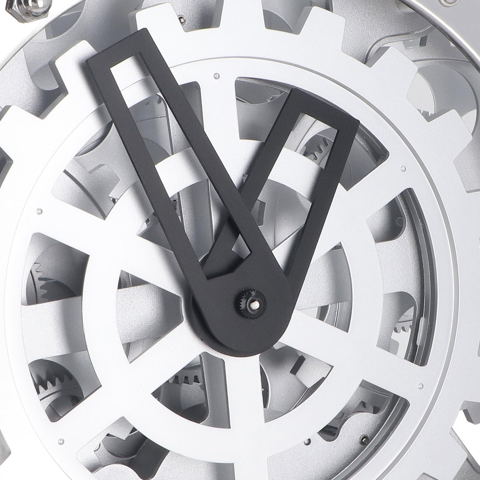 Rotierende Uhr mit Zahnrad aus Edelstahl, Europäische Vintage-Doppelfuß-Standuhr, Stressabbauende Uhrdekoration mit Zahnradwerk für das Büro