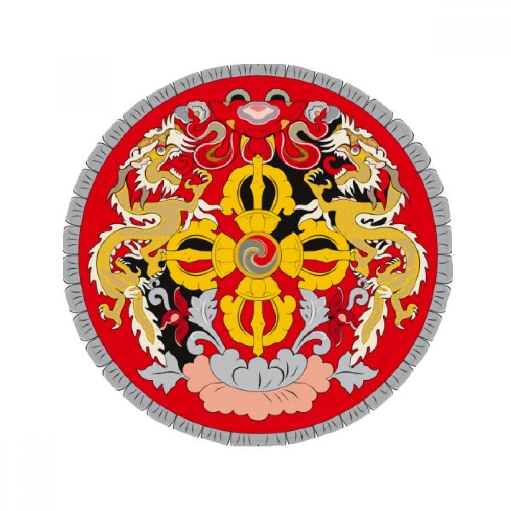 Tapis de sol Bhoutan rond 50x50cm antidérapant multicolore pour salon