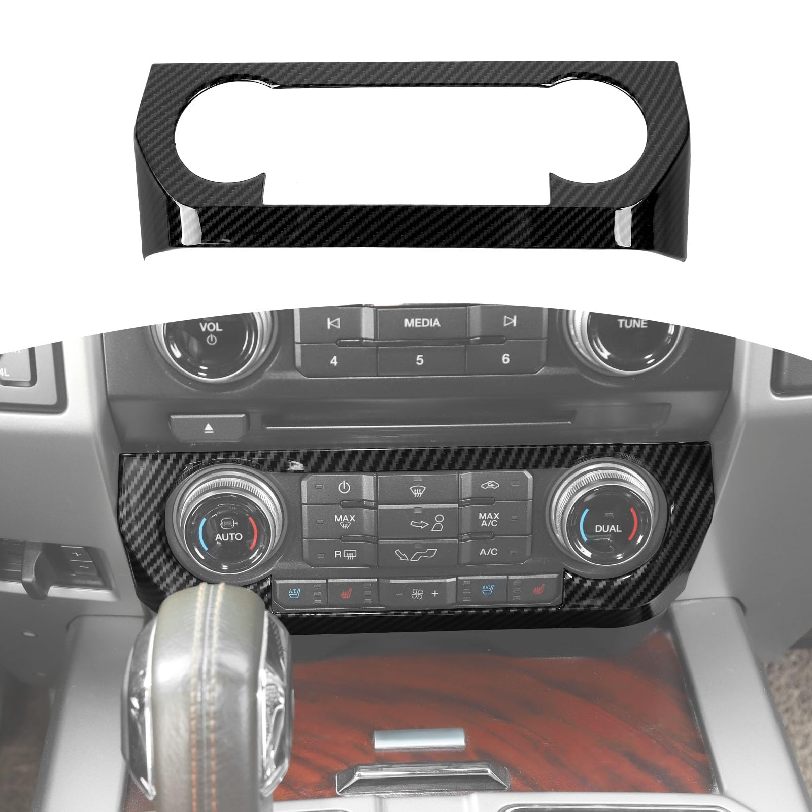 RT-TCZ for F150 Dash Center AC Control Panel Trim Cover for Ford F150 2015-2020 Black ABS Carbon Fiber Interior Accessories