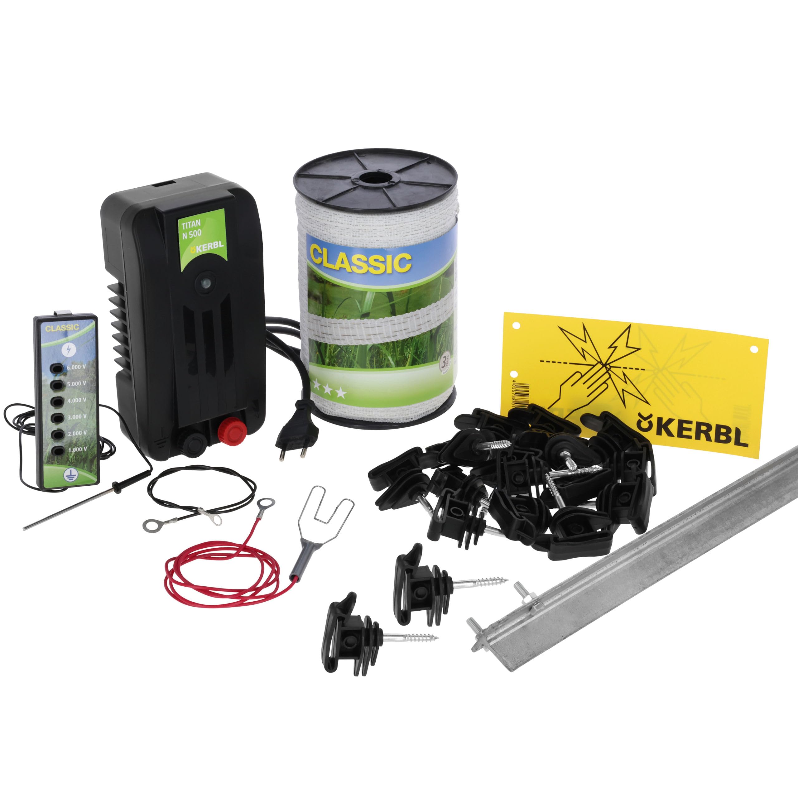 Kerbl Kit di avviamento per Recinzione elettrica Paddock, per Proprietari di Animali con pascolo/Giardino, Montaggio e smontaggio rapidi, Prodotto in Germania