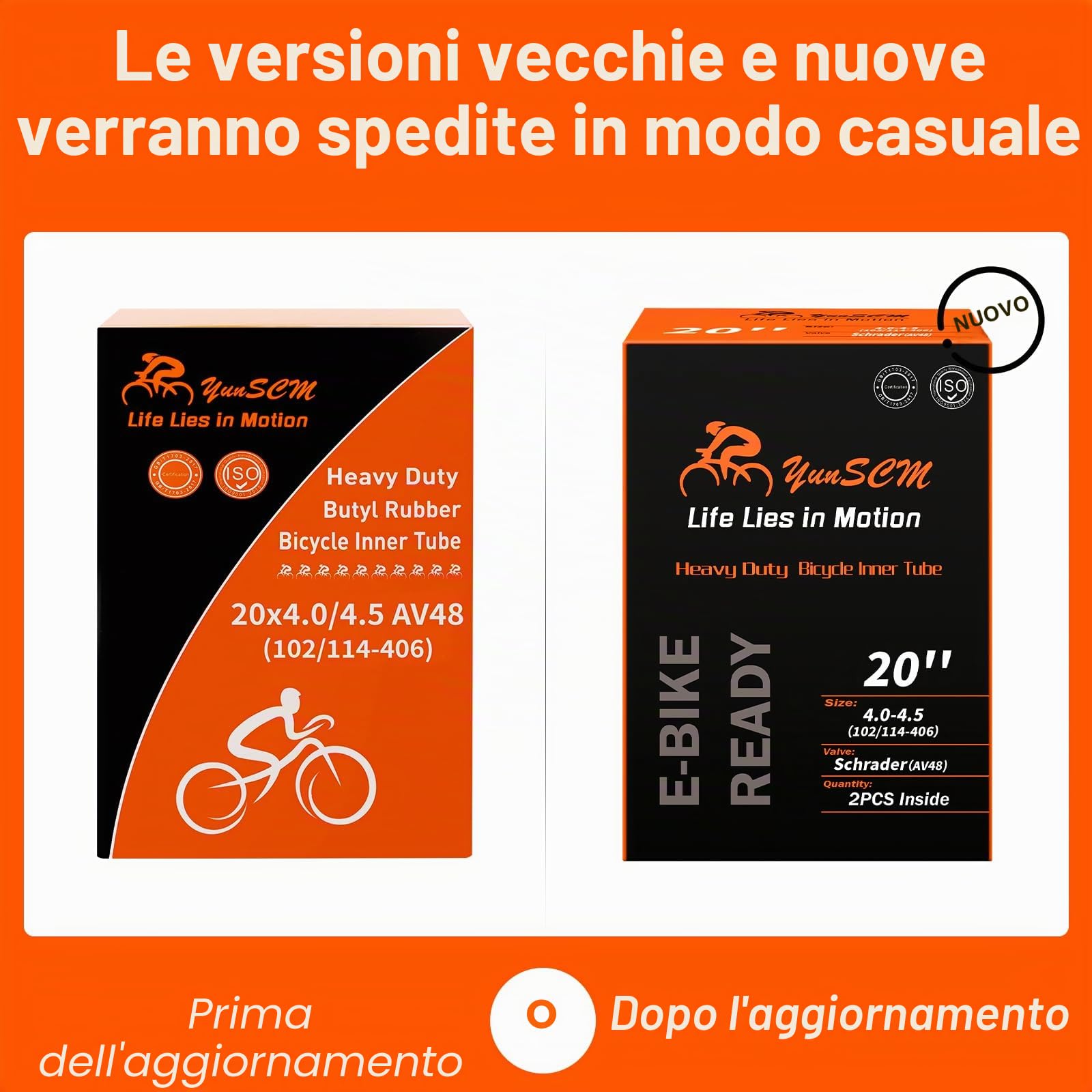 YunSCM 2PCS 102/114-406 20 pollice Camere d'aria 20x4.0/4.5 AV48mm valve Compatibile 20 pollice Bicicletta elettrica Camere d'aria 20X4.0 20x4.5