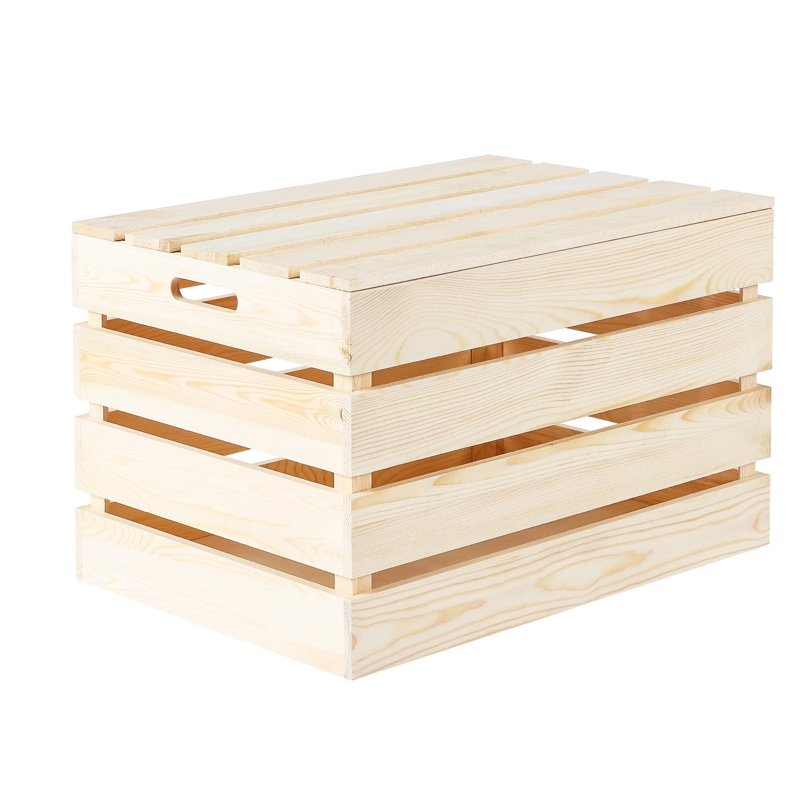 Wooden Chest Storage Chest Wooden Storage Box Log Basket with Lid Footstool Coffe Table (Small)