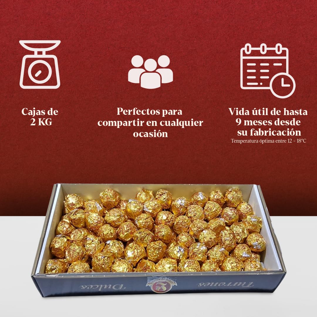 LAPASION - Bombon crocanti relleno de crema de cacao y avellana, cubierta de crocanti de almendra, cobertura de cacao y arroz inflado). Caja 2Kg