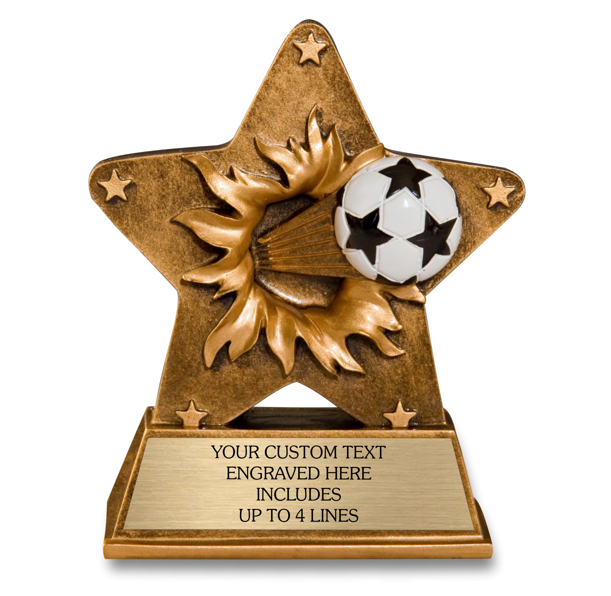 Awards4U Soccer Trophy for Kids Engraved and Personalized with Your Custom Text - Star Shape Award - 10 Pack Available