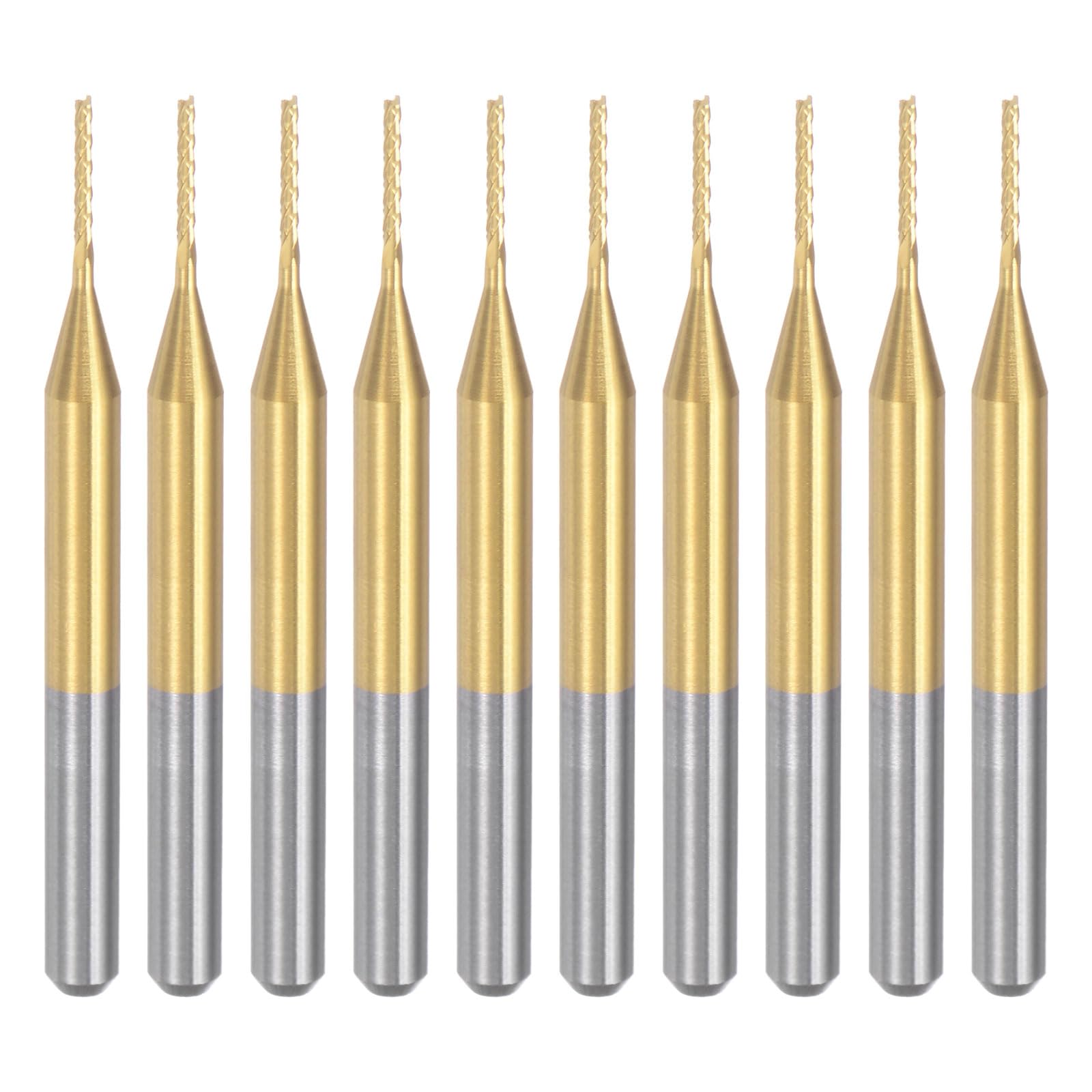 QUARKZMAN 10Pcs Fraises en Carbure de Tungstène Revêtu de Titane de 0,8 mm pour Gravure et Fraisage CNC Sur Machine PCB, Queue de 3,175 mm