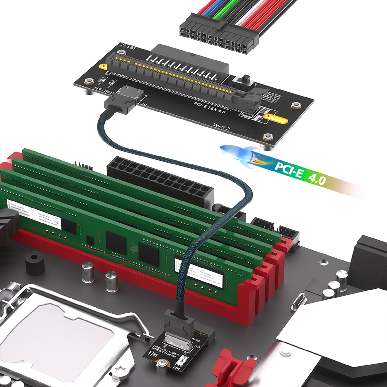 Cavo prolunga PCIe4.0 16X per unità NVMe 2230 Supporta trasferimento Dati Veloce da 64 / s