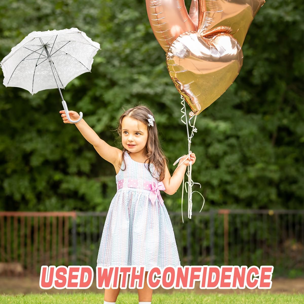 2 White Lace Embroidery Umbrella for Girls,Wedding Umbrellas,White Craft Parasol for Bridal Party,Pet Decoration Umbrella,For Wedding Decoration, Flower Girl,vintage photo shoot props - Image 6