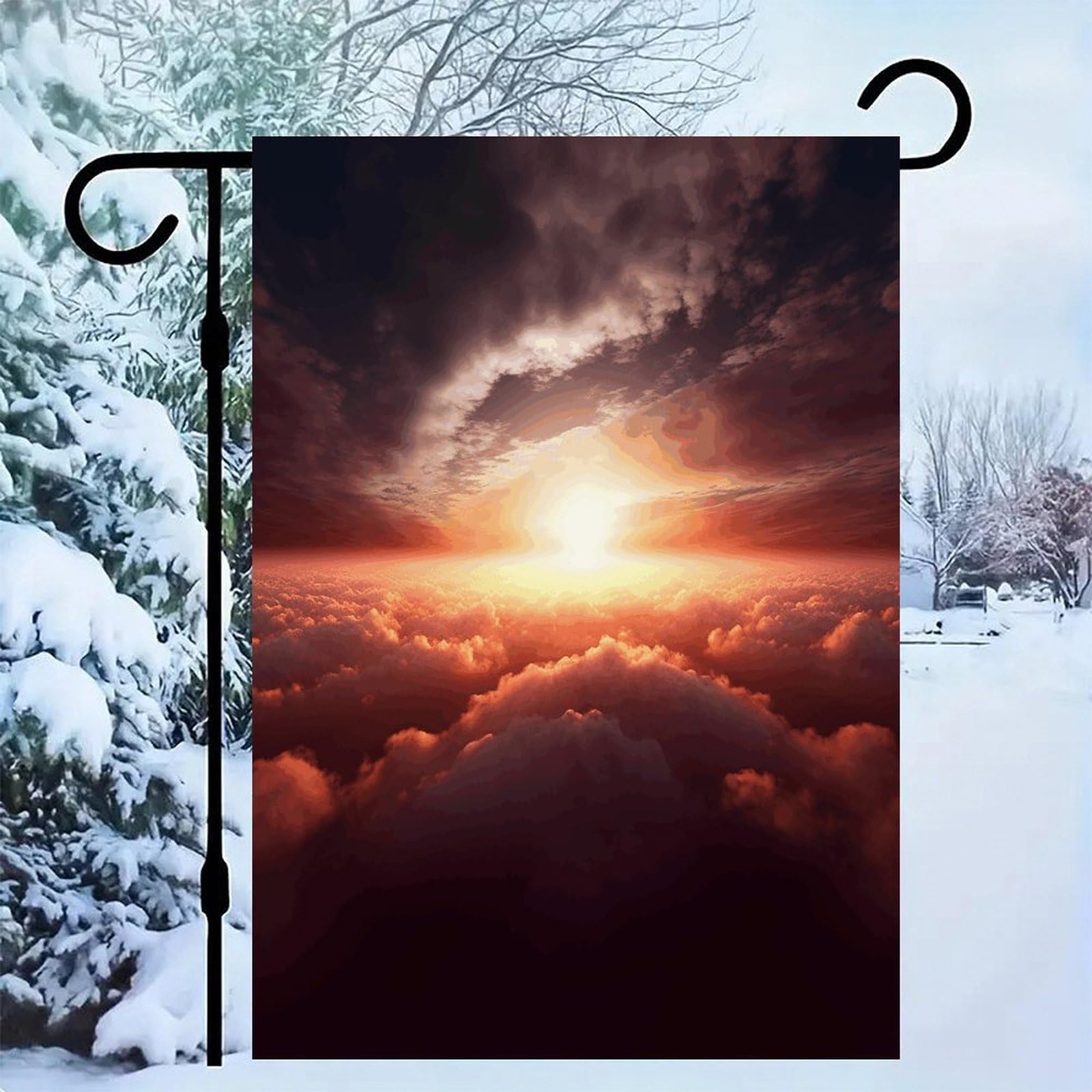 Bandera de jardín amanecer con tejido premium exterior de doble cara