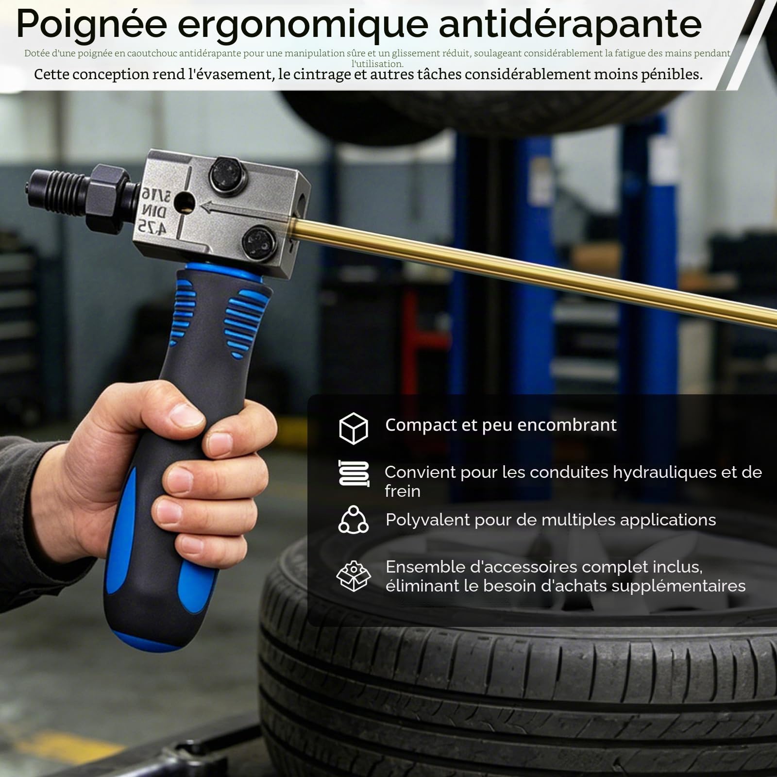 Kit de sertissage de tuyaux de Frein TECKZOON 12 pièces, Tuyau 5m 4,75mm, 10 raccords à boulons +5 raccords, Coupe-tuyaux, Pince à Plier/sertir pour Remplacement de tuyaux de Frein et hydrauliques