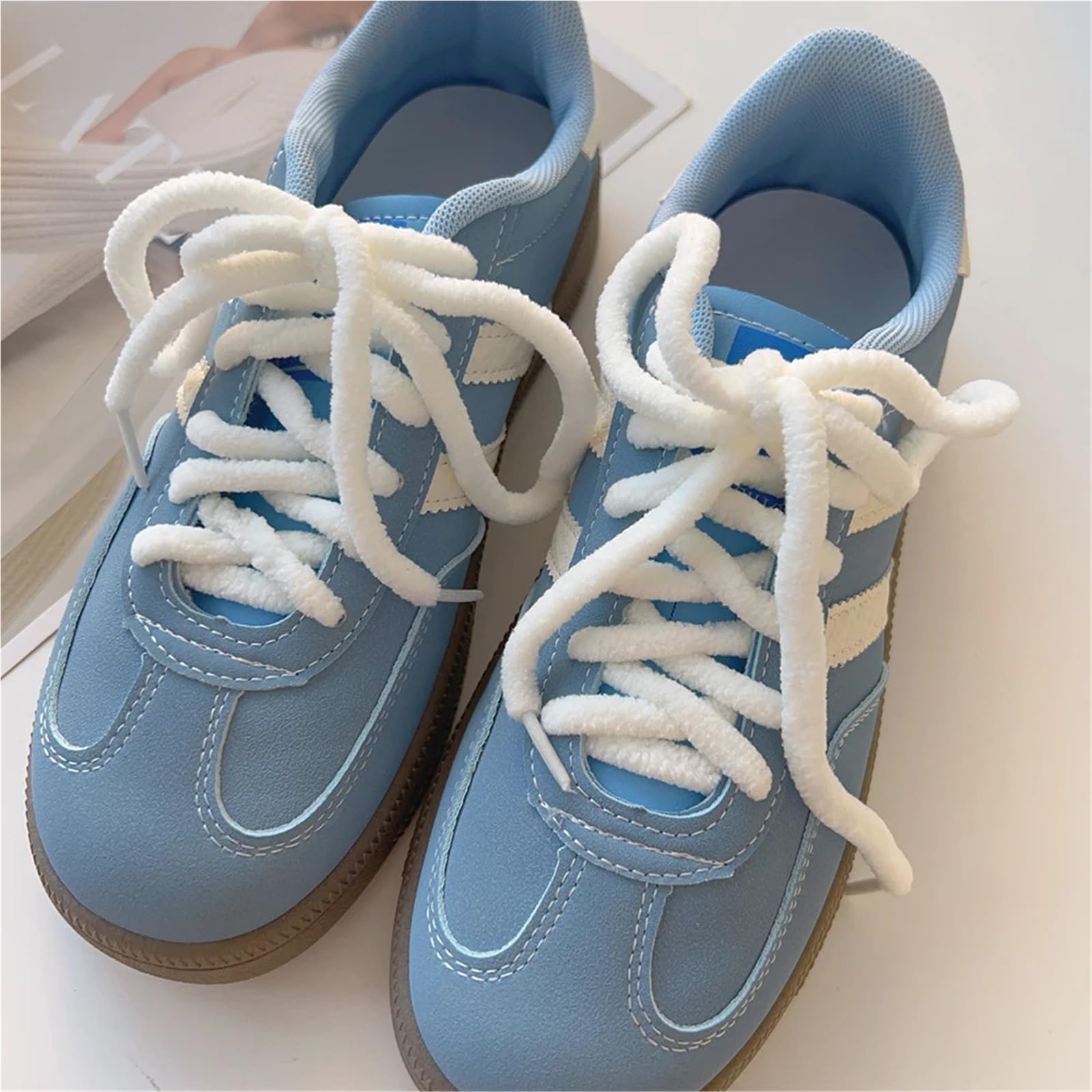 Cordones mullidos, 10 Pares, 120 cm de Ancho, Cordones Planos de Toalla de Felpa, Grandes, gordos, esponjosos y difusos for Zapatos Casuales