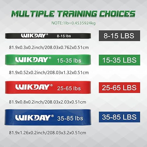 Miniatura 10 de WIKDAY Resistance Bands Pull Up Bands Workout Bands for Exercise Thick Heavy Resistance Band Set with Door Anchor Elastic Bands for Body Stretching