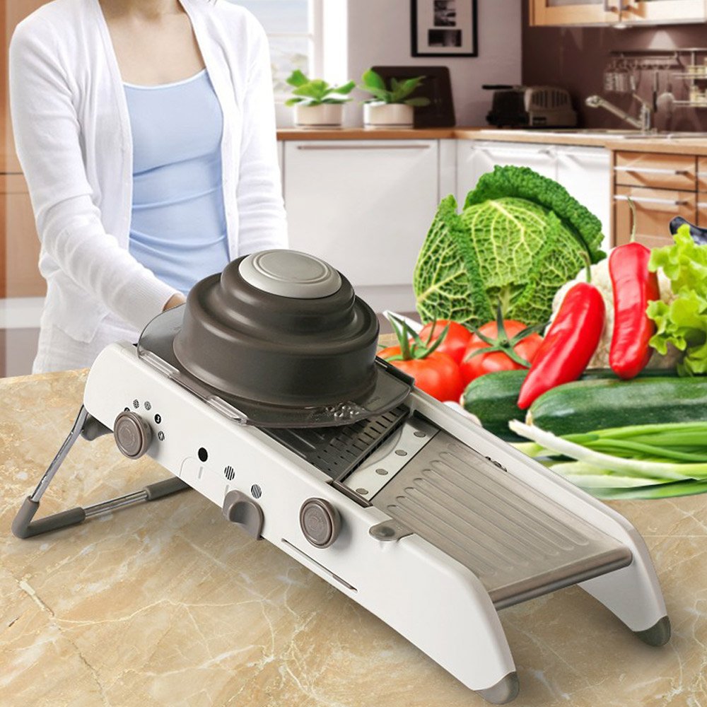 Cortadora manual de acero inoxidable con hoja ajustable para verduras y cebolla para patatas