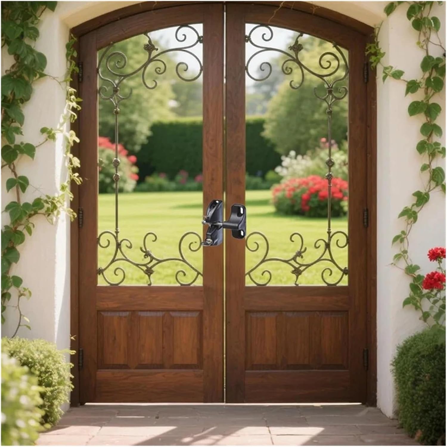 Double-Sided Automatic Locking Gate Latch, Key Lockable Fence Lock, Lock for Wood Metal