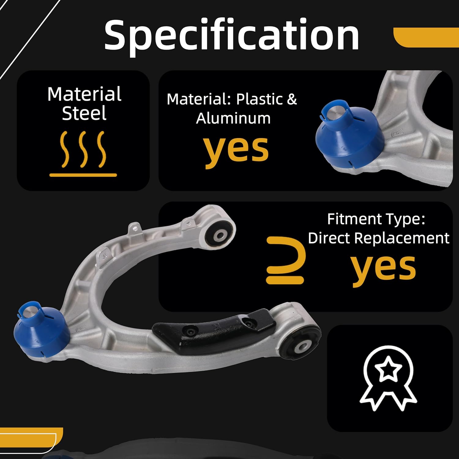 Front Right Upper Control Arm with Ball Joint, for Tesla Model 3 2017-2021, For Tesla Model Y 2020-2021, OE# 104432600E 104432600F 104432600G