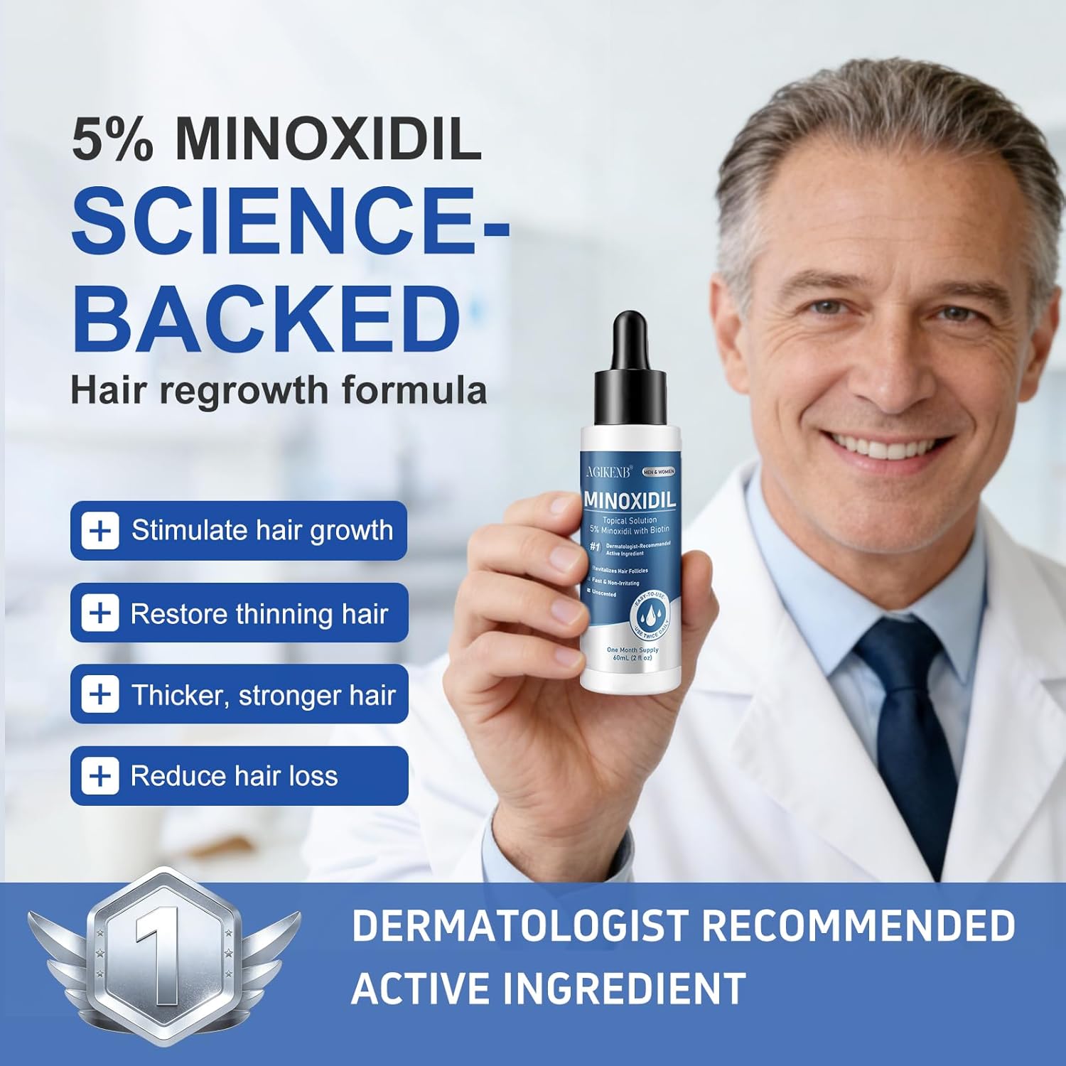 8 Packs Topical 5% Minoxidil Serum for Men and Women – Hair Regrowth Treatment for Thinning Hair, Bald Spots & Hairline – Supports Scalp & Beard Growth – Unscented (8 x 2 fl oz,8 Month's Supply) - Image 3