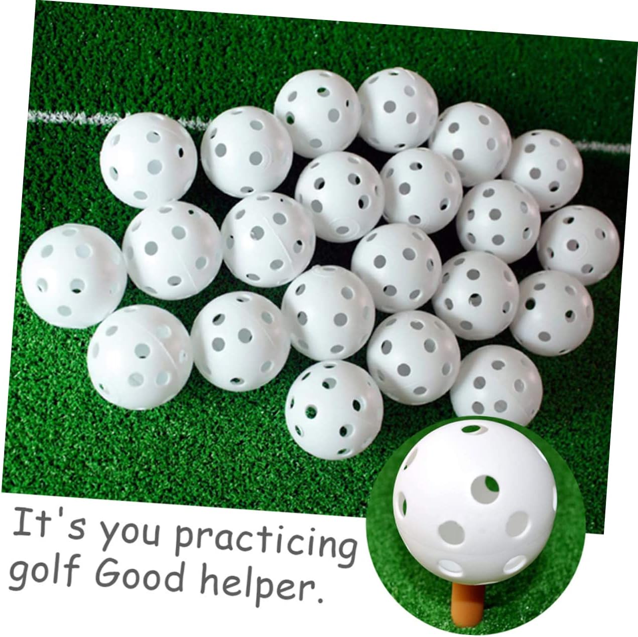 INOOMP 60pcs Air Flow Hollow Golf Training Balls for Practice Lightweight Design for Swing Training Simulates True Ball Flight for Daily Practice