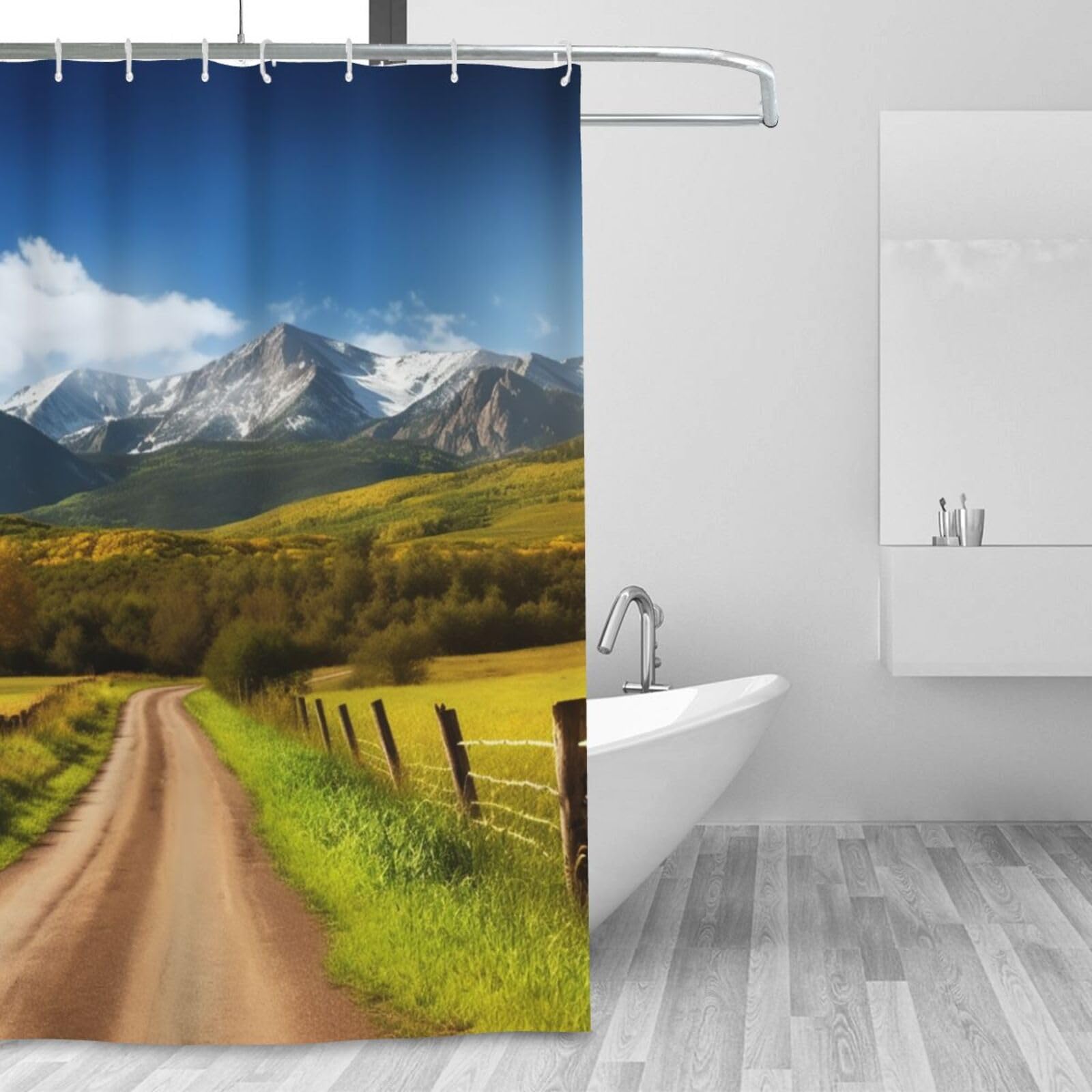 Rideau de douche en tissu avec 12 crochets et doublure de douche imperméable 183x183