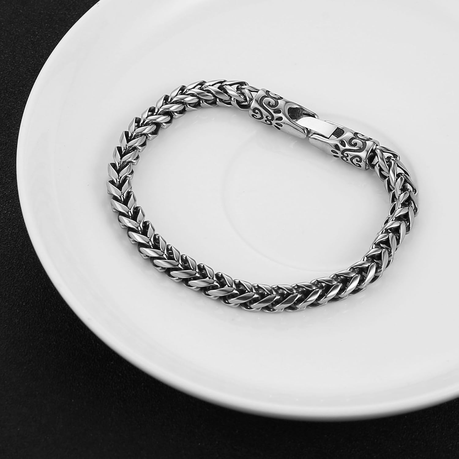 HZMAN 8.5In Cuban Link Chain Bracelet for Men Stainless Steel Vintage Heavy Metal Punk Bracelet - Image 4