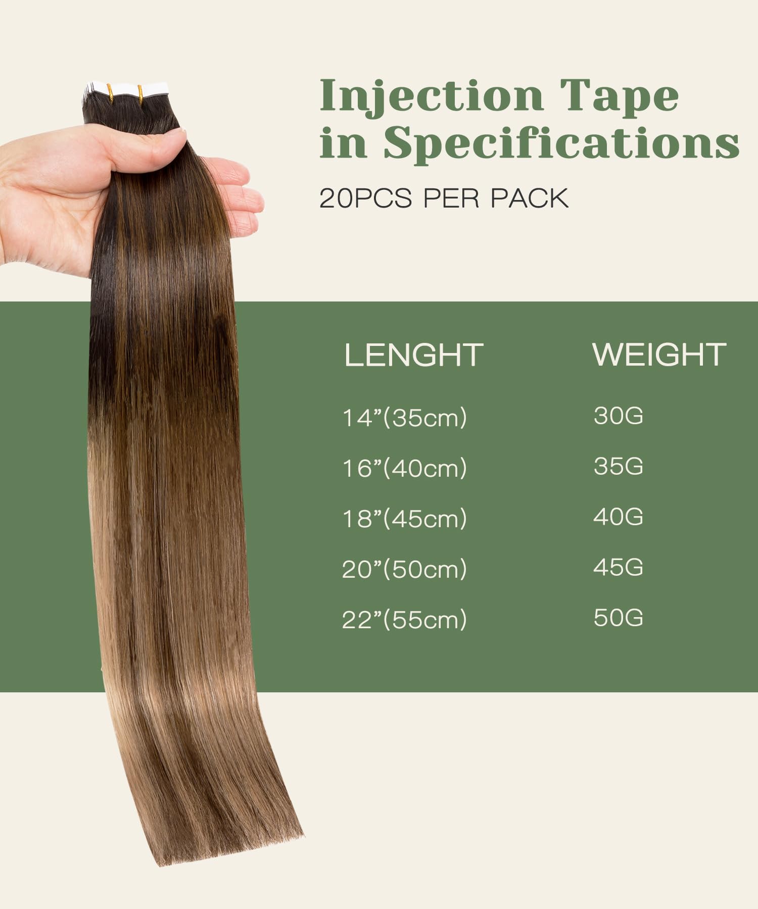 SURNEL Injected Tape in Hair Extensions 16 Inch Natural Black to Medium Brown and Bleach Blonde Natural Real Hair Extension Upgraded Seamless Remy Invisible Skin Weft Straight 20 Pcs 35g(#1B427-16) - Image 4