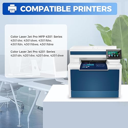 Miniatura 2 de Paquete de 4 cartuchos de tóner 210A compatibles con HP 210A W2100A 210X W2100X Toner compatible con HP Color Laser Jet Pro 4201 4201dn 4201dw