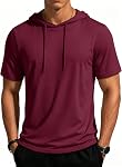 MAGCOMSEN Sweat-shirts à capuche courte manches pour hommes Gym to Street Tshirt Muscle Regular Fit Sweats Léger Cotton Hoote Tops