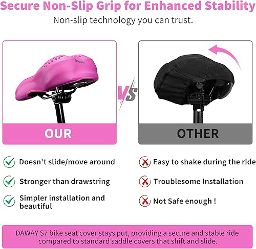 Miniatura 10 de DAWAY Cómoda funda de asiento de bicicleta, cojín acolchado de gel de silicona y espuma viscoelástica para hombres y mujeres, funda suave para