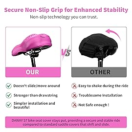 DAWAY S7 Gel Padded Bike Seat Cover - Comfortable Shock-Absorbing Honeycomb Bicycle Saddle Cushion for Men Women, Non-Slip, Easy to Clean, Fits for Peloton, Mountain, Road, Exercise Bike, Pink, 11x7