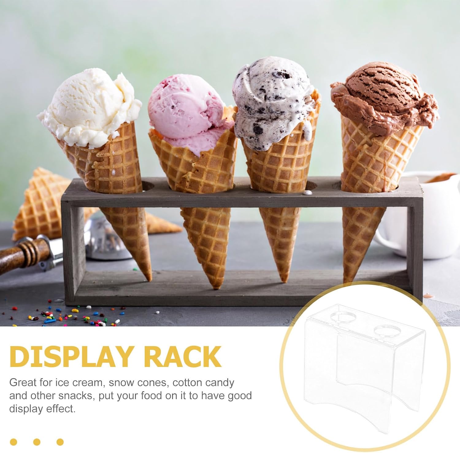 Ice Cream Cone Holder 2 Hole Clear Acrylic Ice Cream Stand Sushi Roll Holder Food Display Stands Ice Cream Cone Stand Rack for Party Birthday Wedding Anniversaries