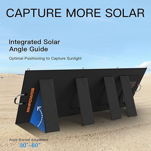 Miniatura 4 de Panel solar portátil de 400 W, paneles solares plegables ligeros completos con un soporte ajustable, cargador solar impermeable IP67 para campamento