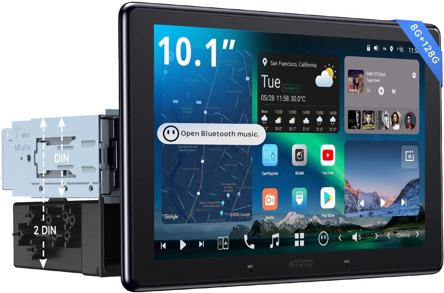 ATOTOZONE X10G110E 10-inch QLED Android Car Stereo main unit