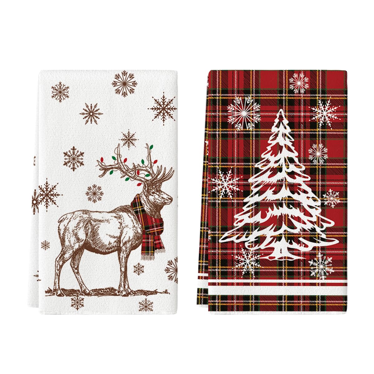 Artoid Mode Juego de 2 paños de cocina con diseño de árbol de Navidad, 42 x 65 cm, diseño de árbol de Navidad, color rojo
