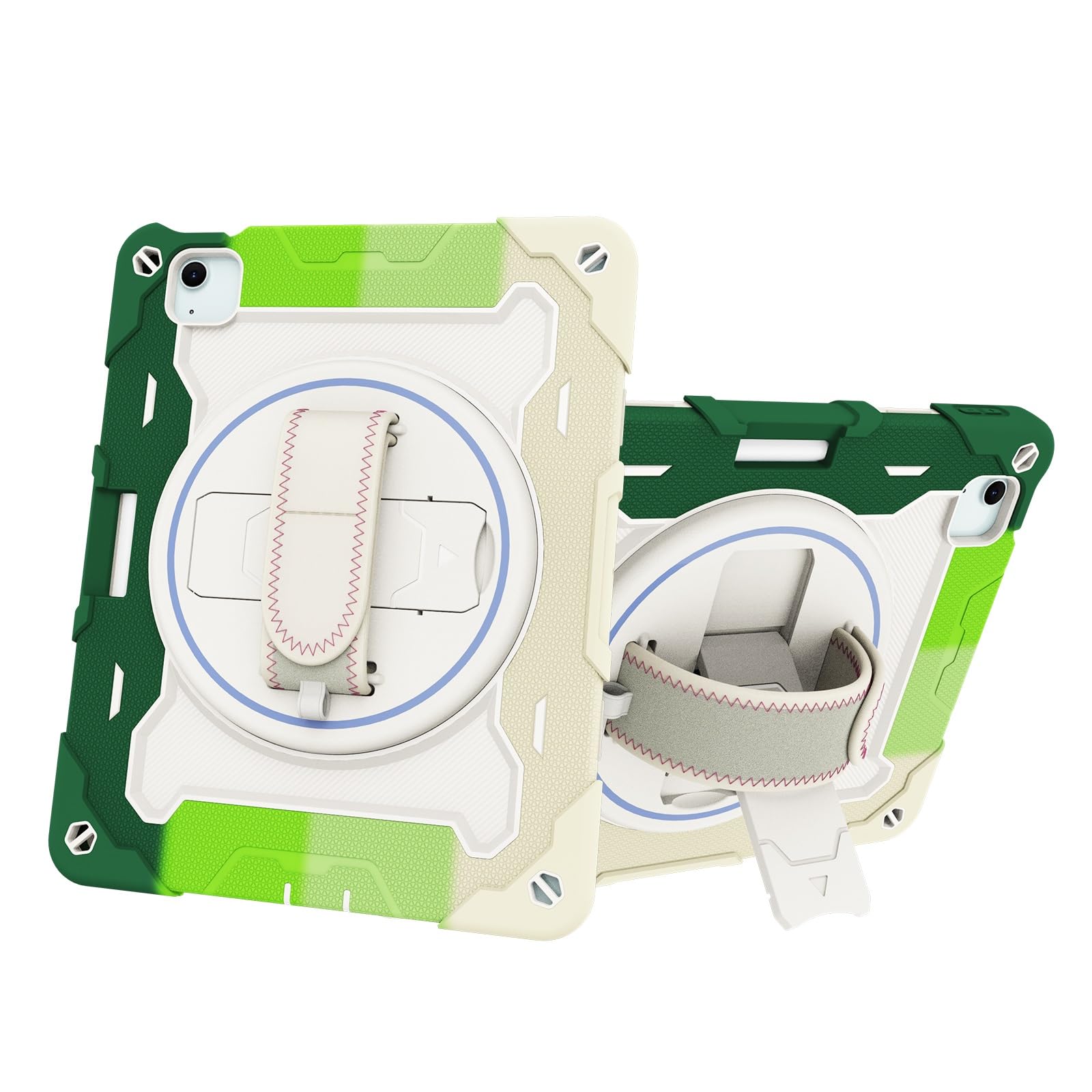Pełne etui ochronne Kompatybilny z etui na tablet iPad Air 11 cali (M3 2025 7./Air 11 cali M2 2024 6.), wytrzymała obudowa odporna na wstrząsy, z podpórką, solidna obudowa ochronna(Ye?il)