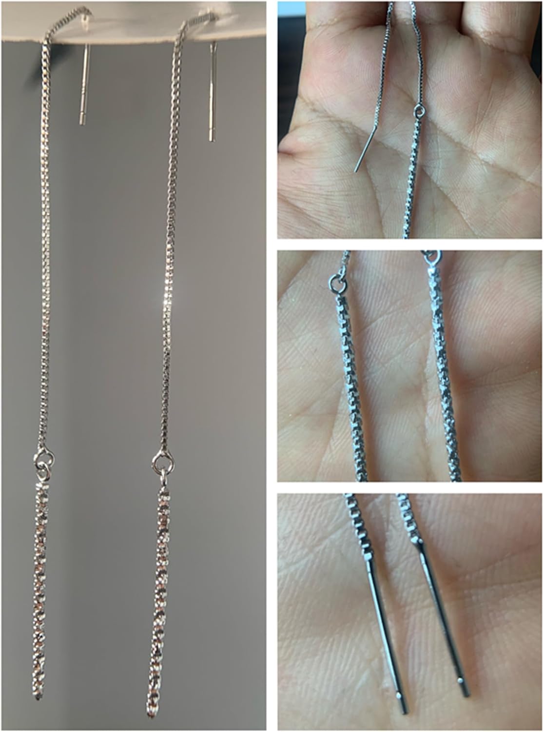 minimalist silver chain dangle earrings for women elegant drop earrings silver long line dangle earrings for any occasion - Image 5