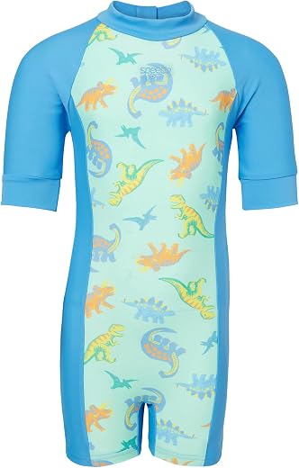 Speedo Girl's Endura Brite All in One Kneesuit - Picton Blue, Hyper Yellow &amp; White