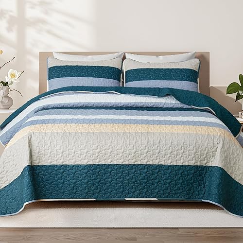 Whale Flotilla Juego de edredón de tamaño matrimonial y queen, reversible, color azul marino, tamaño Queen con 2 fundas de almohada, colcha ligera a