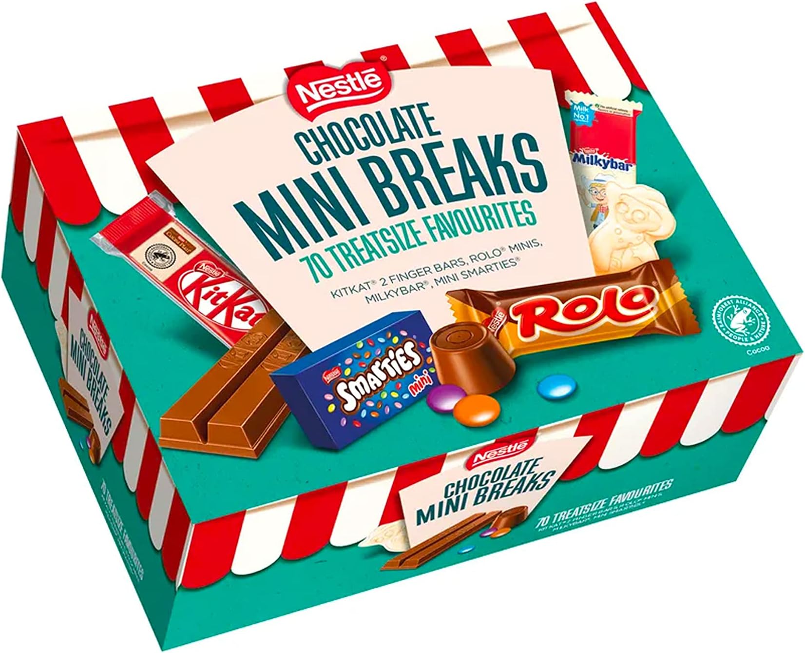 Nestlé Chocolate Mini's Selection Box, 70 Chocolate Biscuit Bars - Kit Kat, Smarties, Rolos, Milkybar, Sharing Bulk Chocolate Box