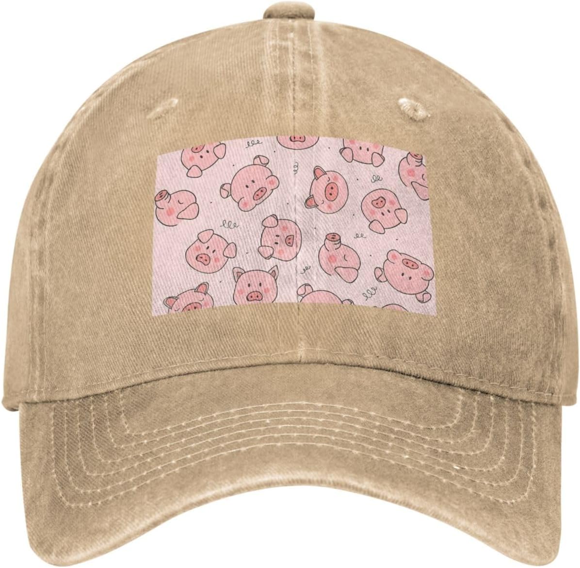 Pink Cute Pig Print Cowboy Hat Personalized Baseball Cap Fashion Hat Cap Funny Gifts for Women Men