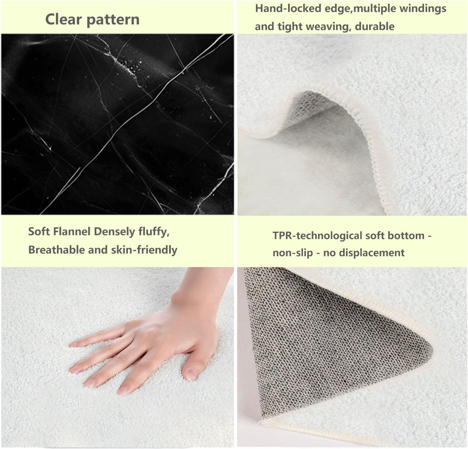 2 X 3 Ft Area Rug for Living Room Machine Washable, TPR Non Slip Area Rug, Marble Black Texture Low Pile Rugs for Living Room Bedroom Dining Room Kids Playroom Home Decor, Black